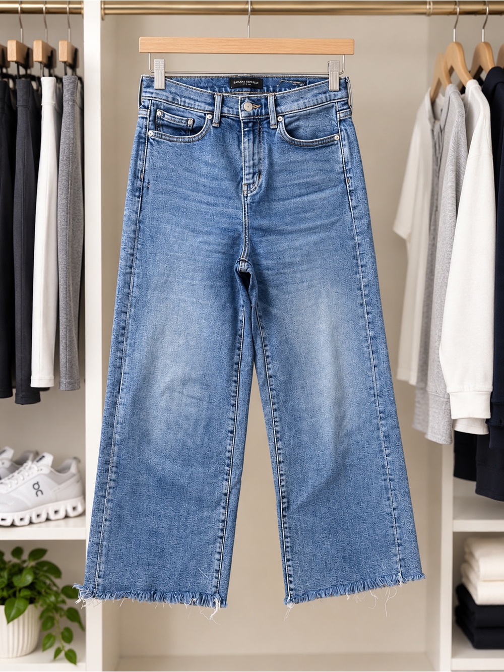 Banana Republic Medium Blue High-Rise Wide Leg Jeans